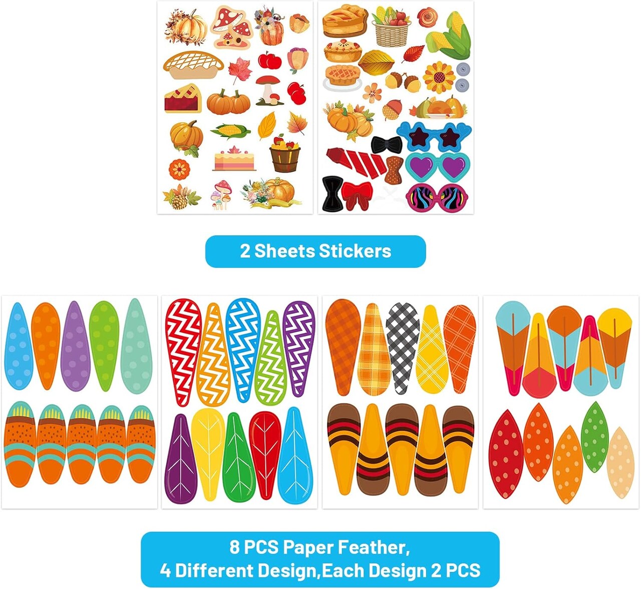 DIY Thanksgiving Turkey Craft Kits 12 PCS Fall Headbands Crowns Hats Party Decoration Supplies for Kids School Holiday Activity